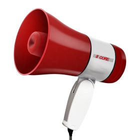 5 Core Megaphone Bullhorn Speaker 30W Bull Horn Rechargeable Mini Cheer Megafono 800 Yards Range Loudspeaker W Siren Recording Ergonomic Handle for Co