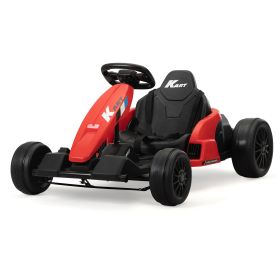 24V Electric Kids Go Kart, Battery Powered Outdoor Ride On Toy w/ 5 mph Max Speed, Music, Horn, Power Display, Protectors, Red and Black